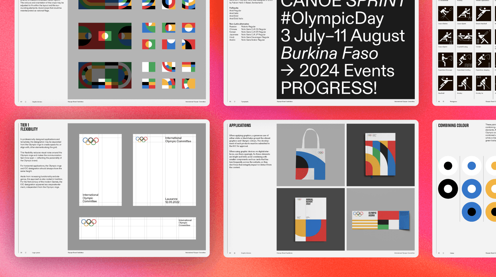 Example of a brand guideline document showing logo rules, typography, and color palette.