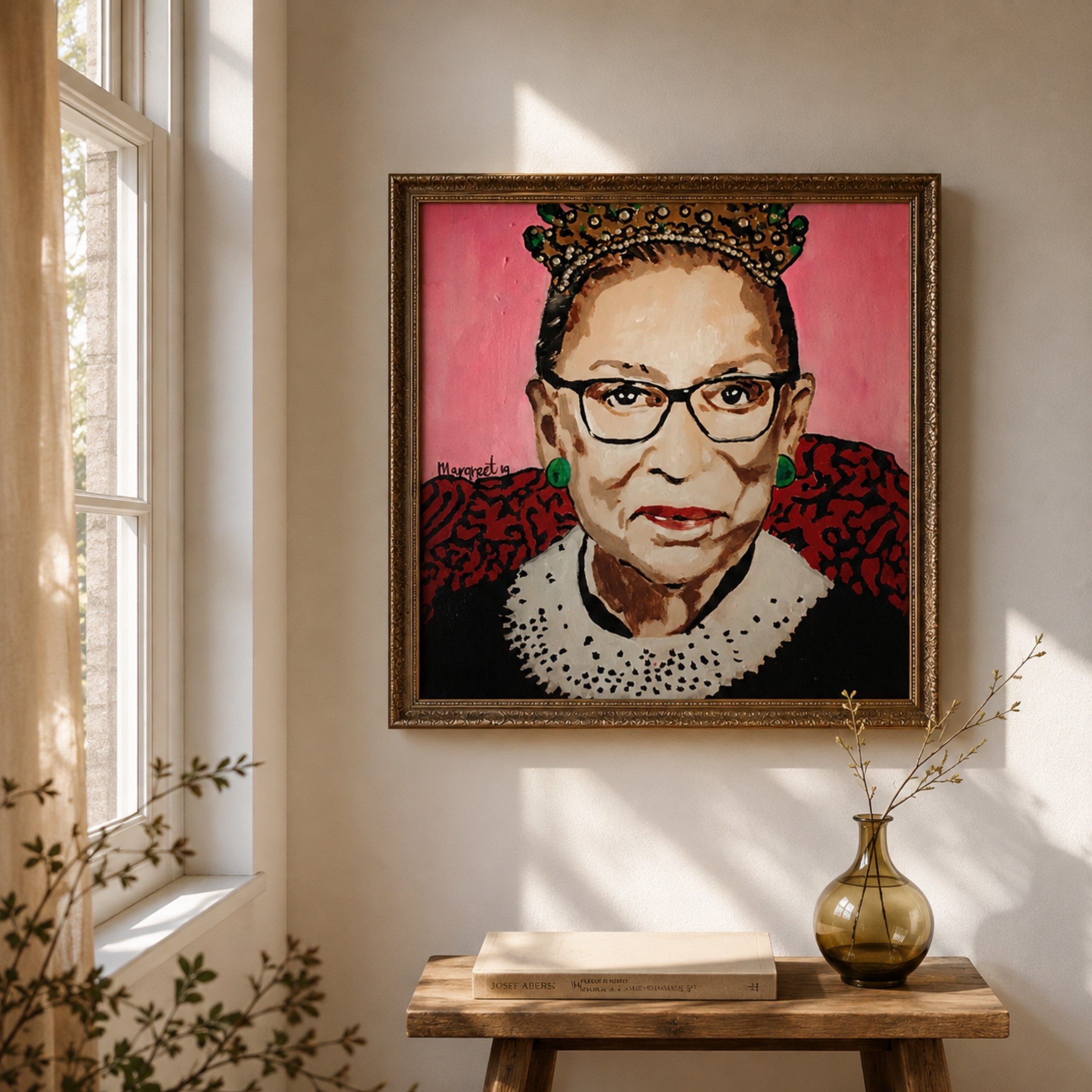 Ruth Bader Ginsburg portrait painting made by Margreet Schaap