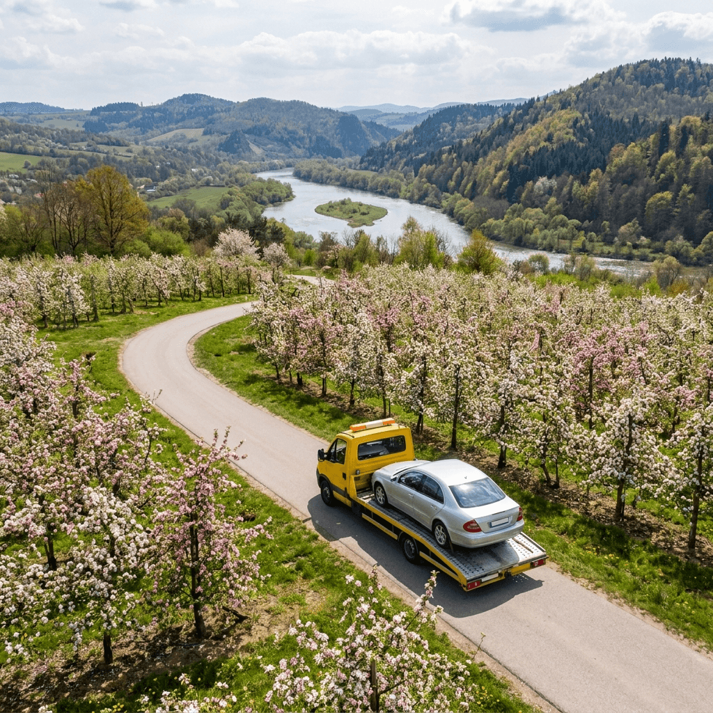 droga DK87 przez Łącko w kierunku Nowego Targu