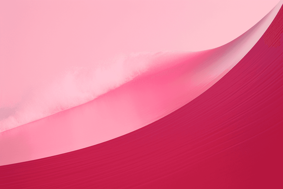 Abstract image with curved layers of pink and red hues, resembling waves or fabric. The smooth gradient and soft textures create a calming, serene tone.