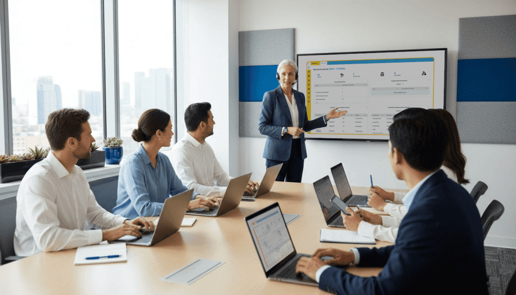 riunione sulla sicurezza con gestionale sicurezza sul lavoro