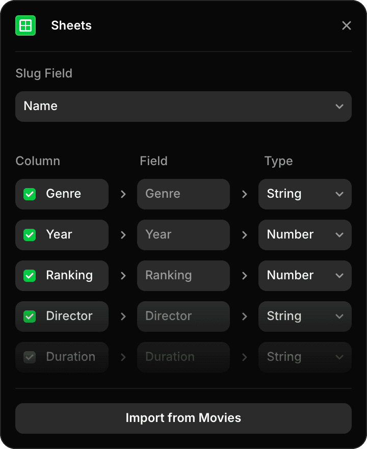 Google Sheets CMS Plugin in Framer