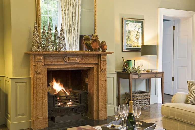 Hartingtons Heritage Tours hotel, Darley House, Sitting and fireplace room
