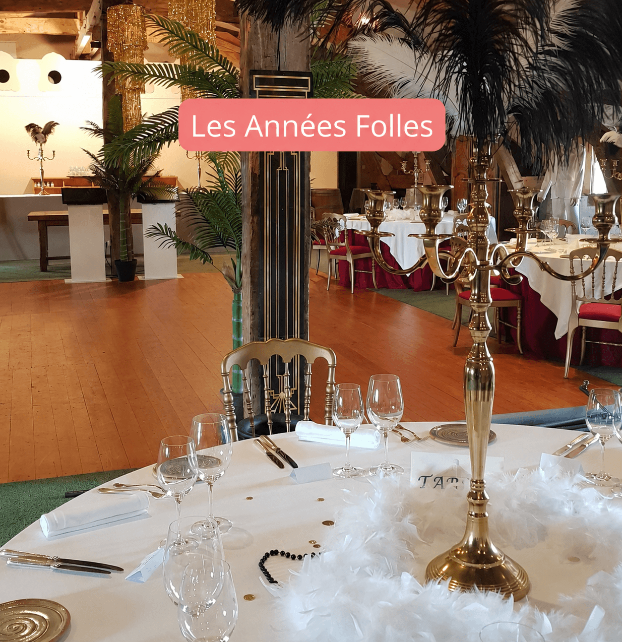 Décor animation et scénographie immersive thème Gatsby années folles pour soirée d’entreprise à Bordeaux