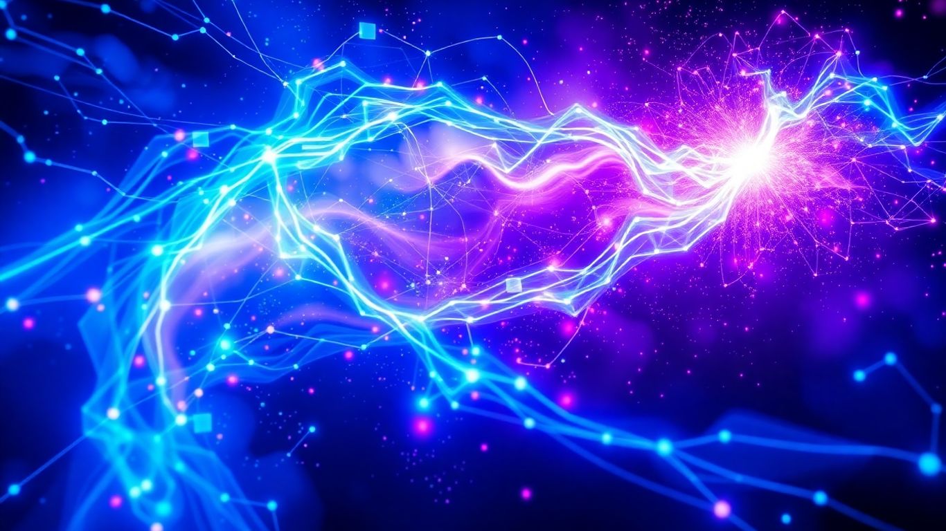 Andromeda Algorithm update visual with abstract digital pathways.
