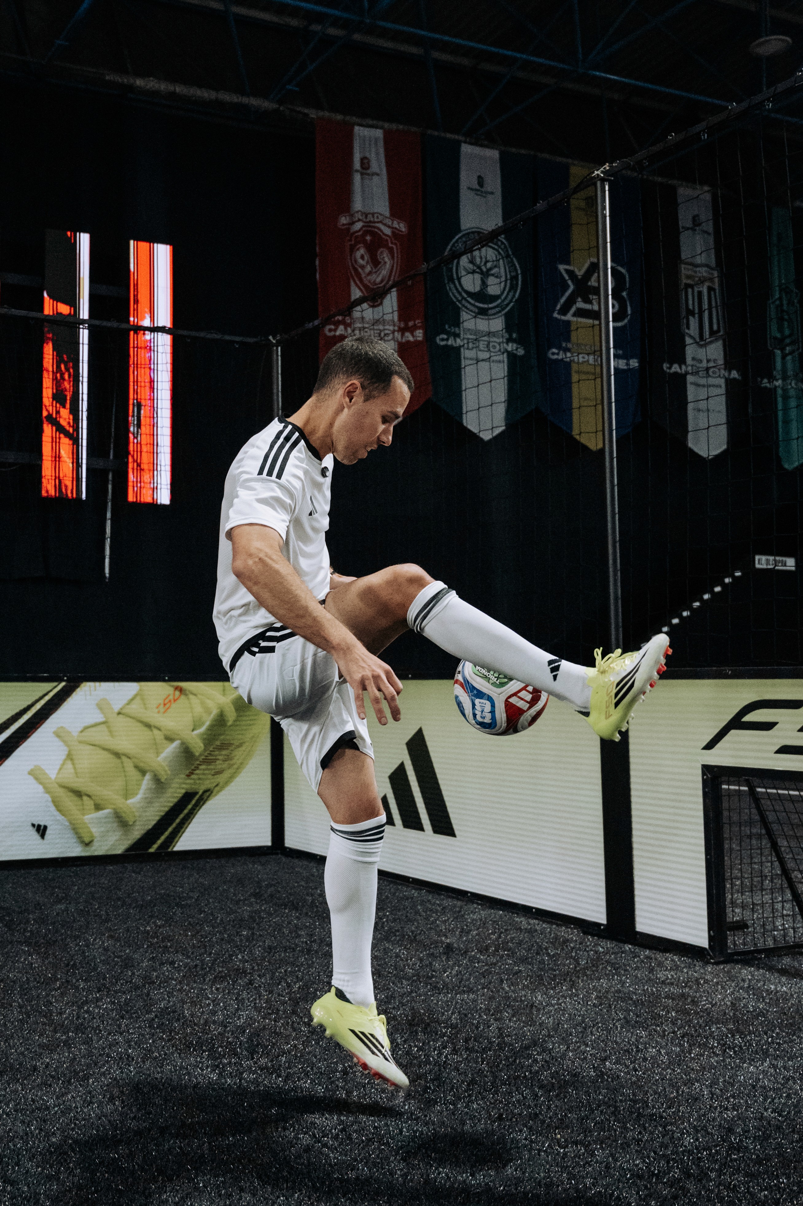 Javi Freestyle from Double Tap global football creator agency meets FC barcelona players at adidas event