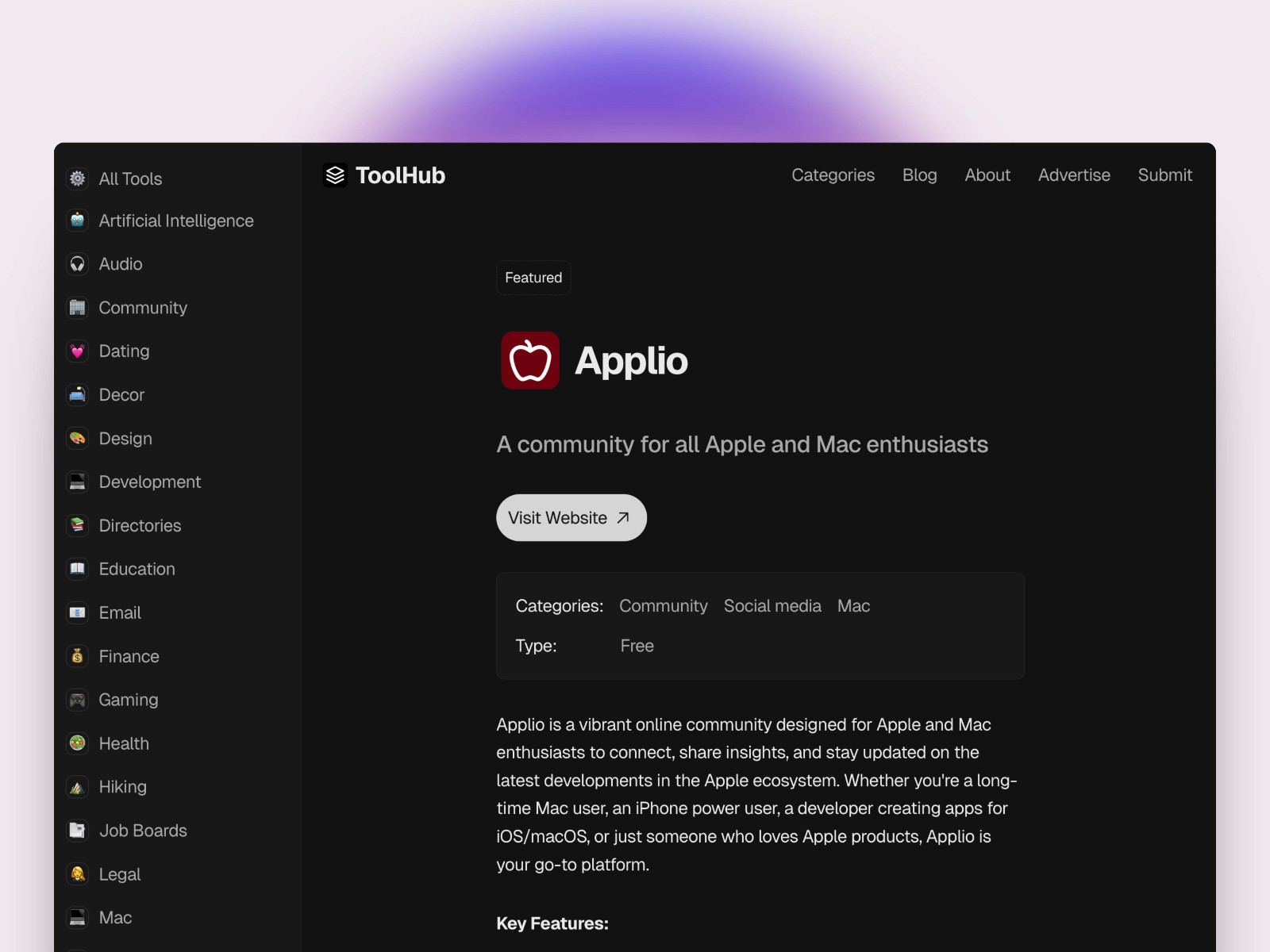 Toolhub — 高级暗黑极简企业服务官网设计灵感