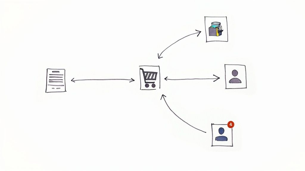 Several app icons connected by lines to show integration