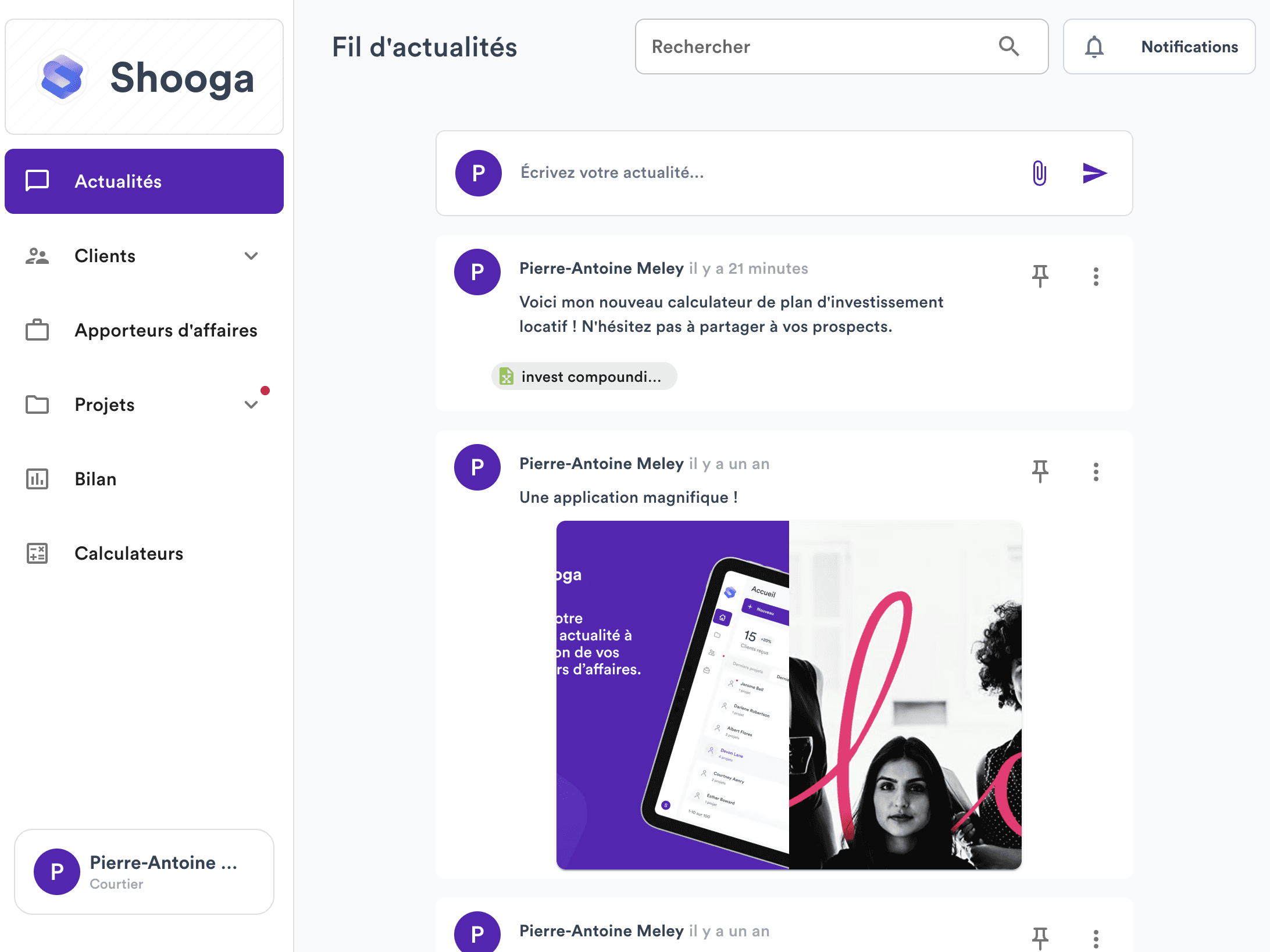 View of the shooga feed