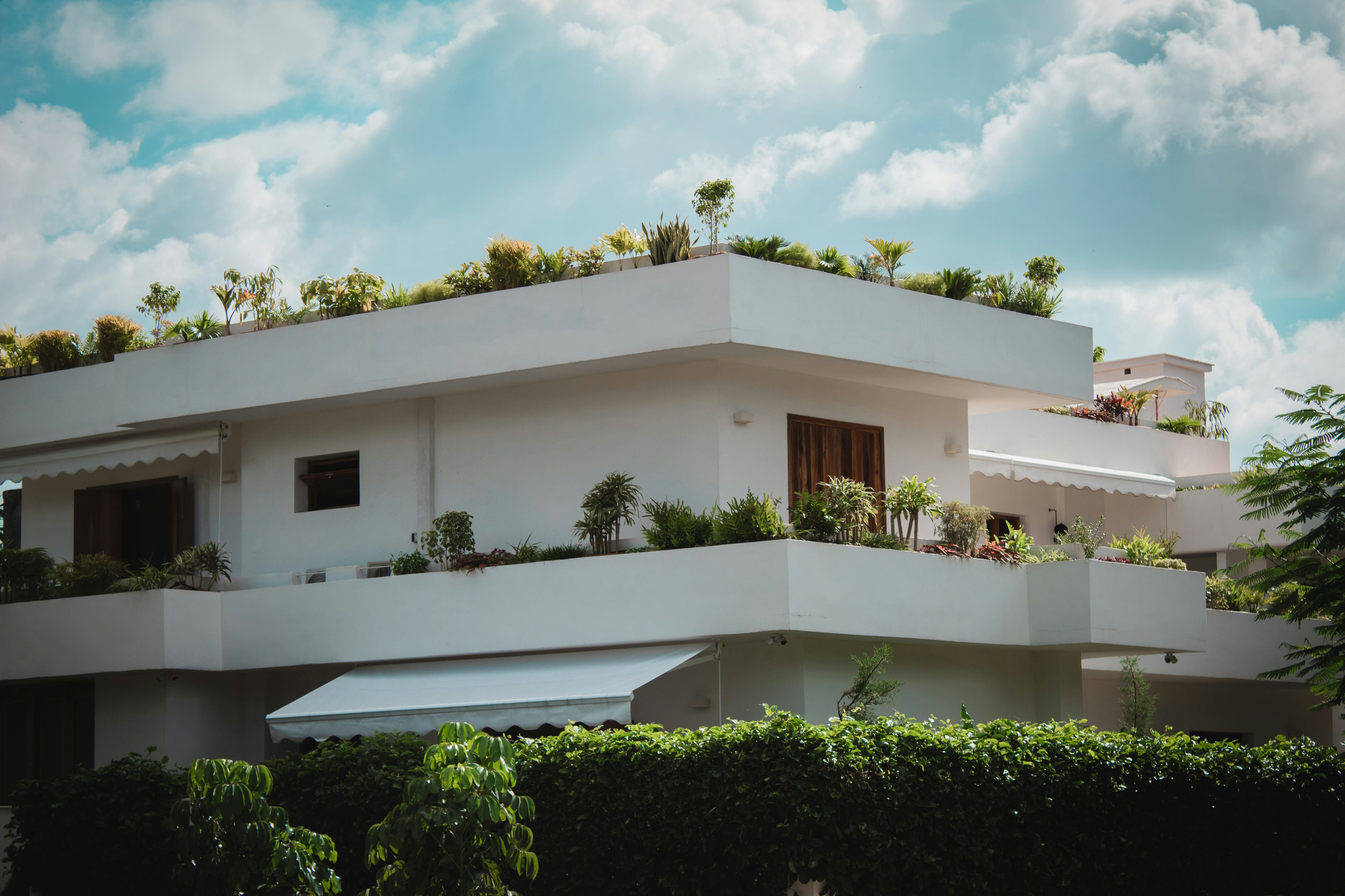 brown concrete house roof