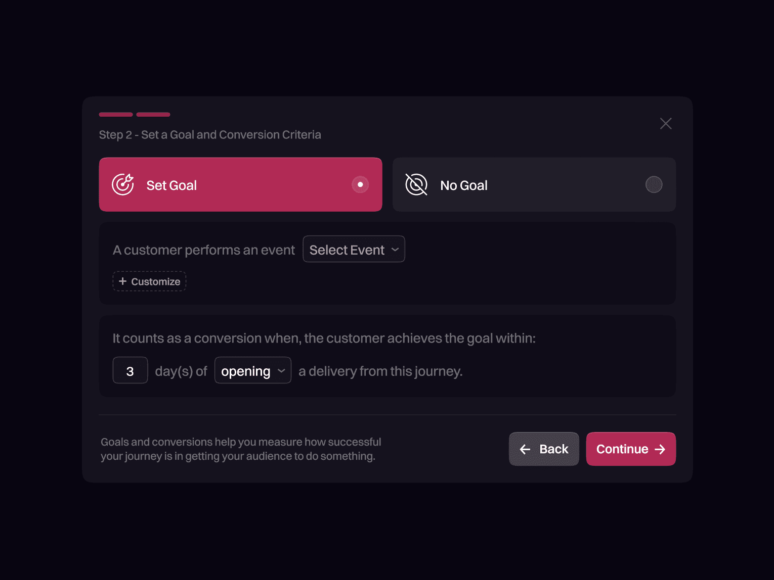 stopchurn goal selection ui design
