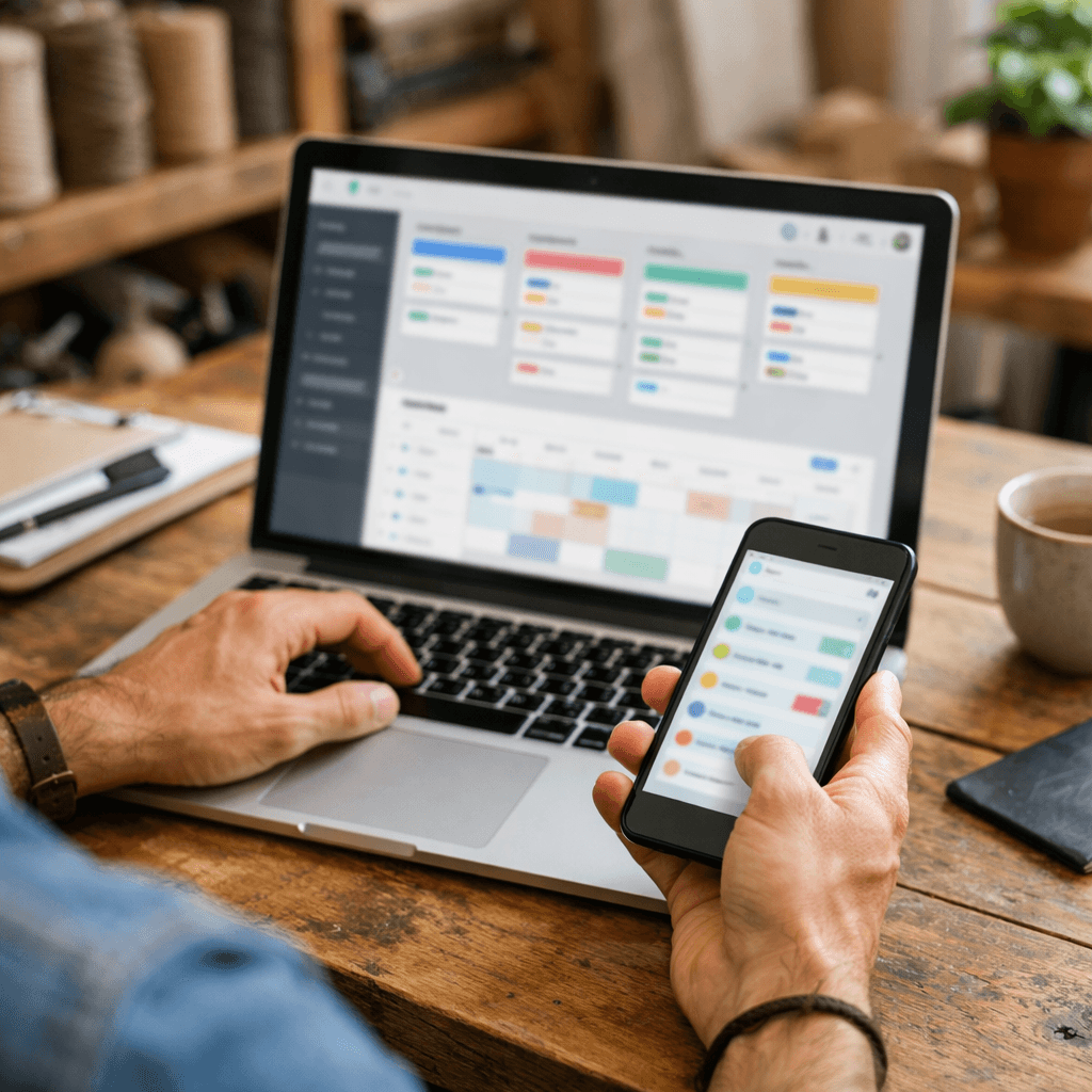 digitalisation des outils de gestion et création de présence web pour une petite entreprise avec ordinateur et mobile