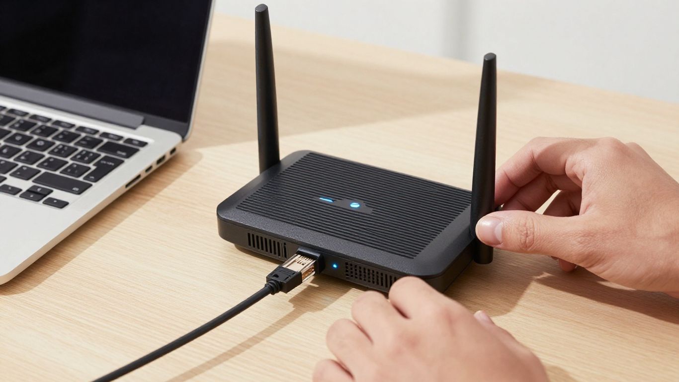 Close view of router configuration workspace