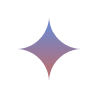 Warp AI development environment logo, a stylized four-pointed star with a blue to red gradient