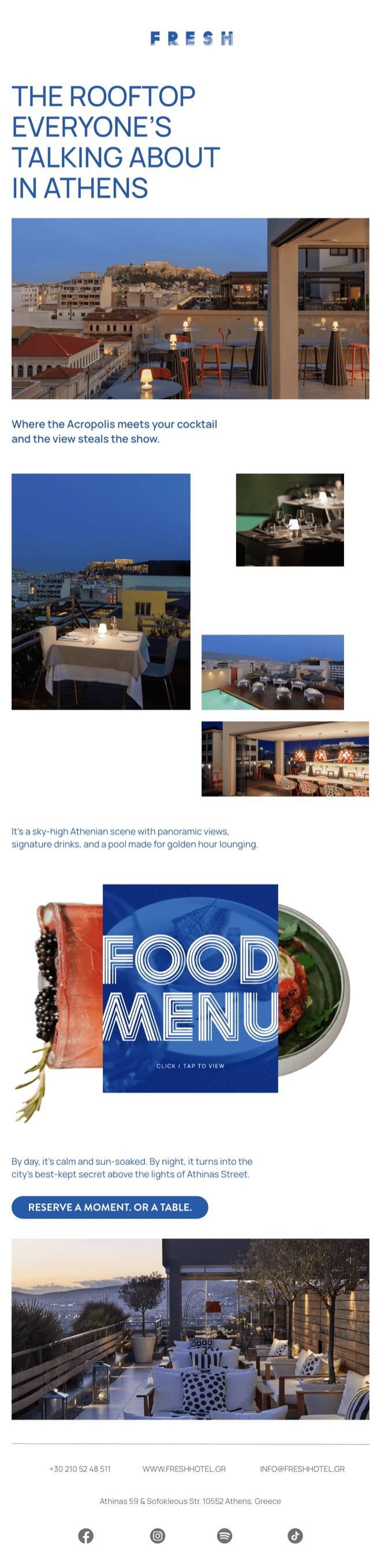 Fresh Hotel Athens email newsletter: Rooftop guide