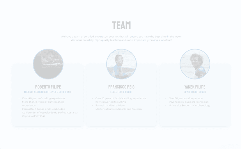 AroundFreedom Surf Web Design Team page