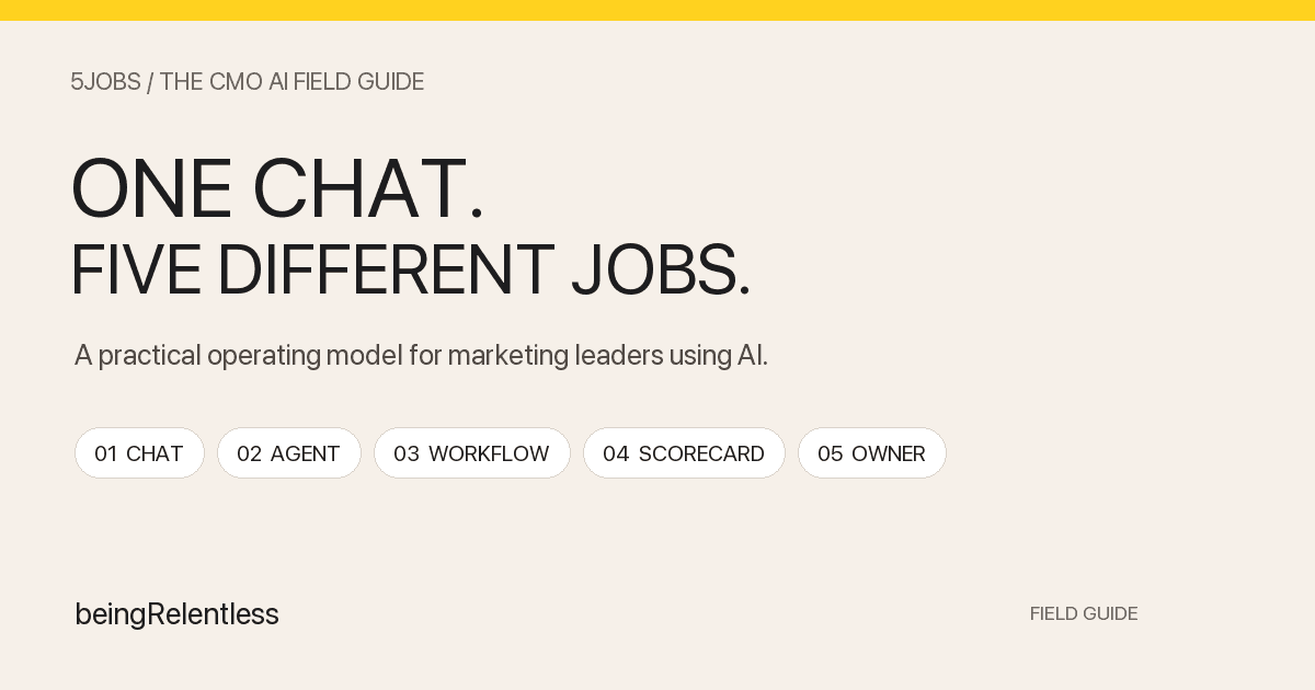 One Chat. Five Different Jobs. The Being Relentless 5JOBS operating model.