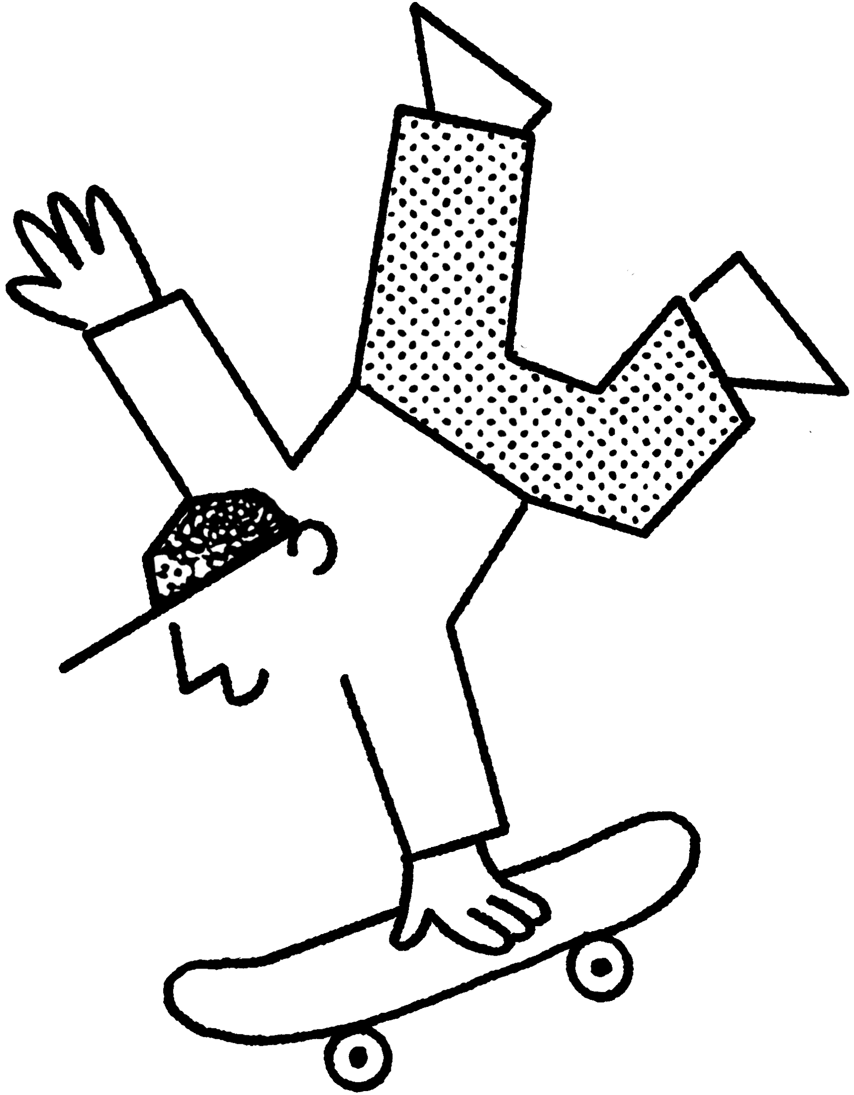 Illustration of a skateboarder doing a handstand on a skateboard