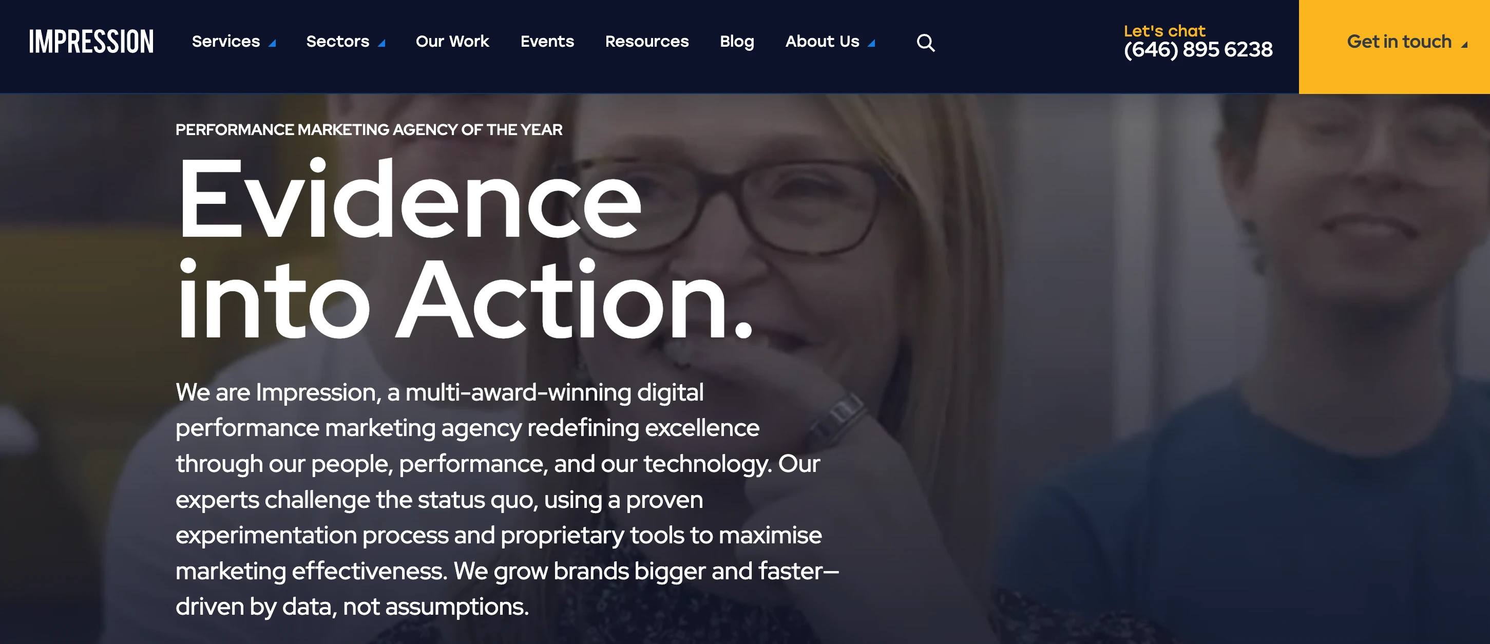 Screenshot of Impression homepage