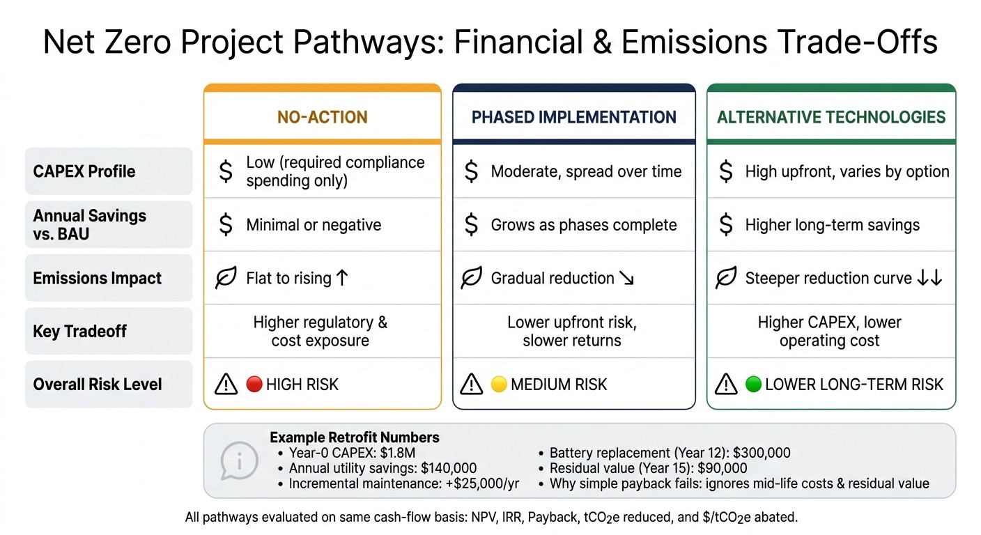 Net Zero Project Pathways: Financial & Emissions Comparison