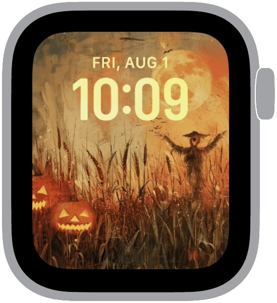 a selection from the haunted harvest halloween watch face collection