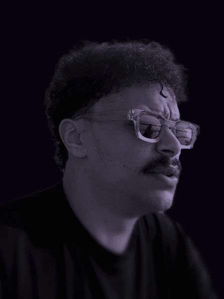 Professional portrait of person on a modern purple gradient background, business headshot for digital branding and team profile.