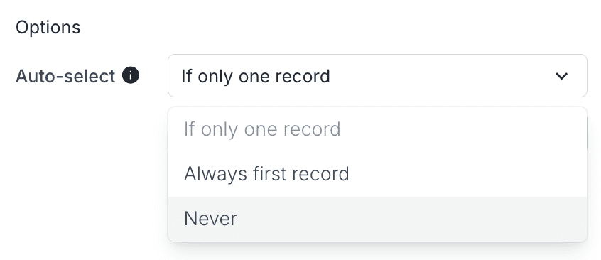 Auto-select option on a workspace Collection component