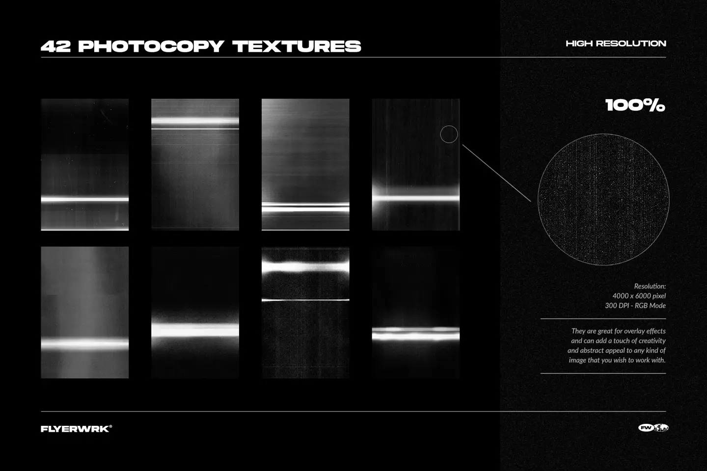 Collection of photocopy scan textures with distorted lines grain and scanner artifacts