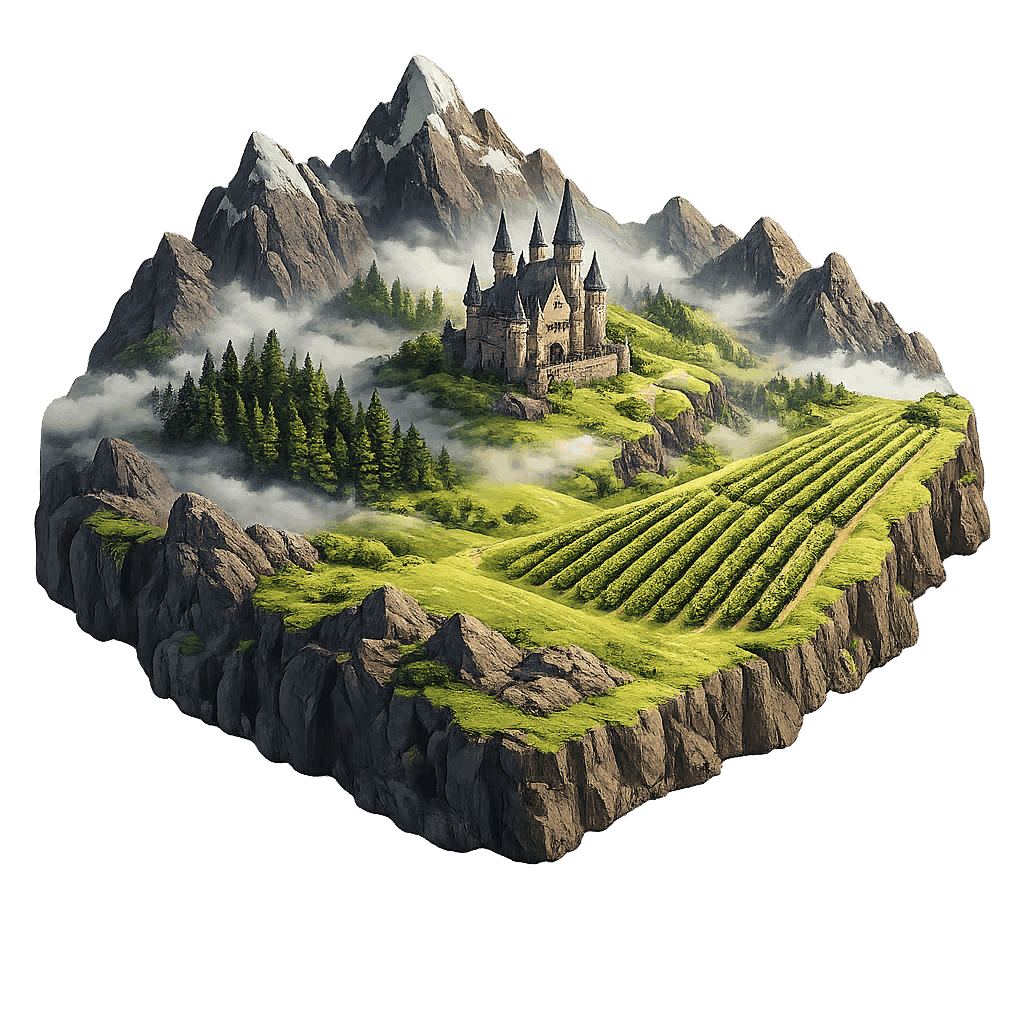 Artistic illustration of the Transylvania wine region.