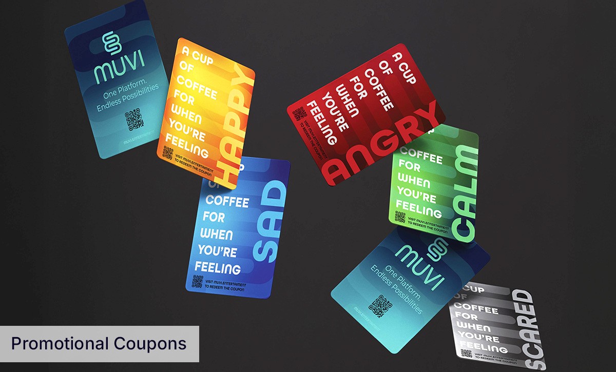 Image of promotional cards falling