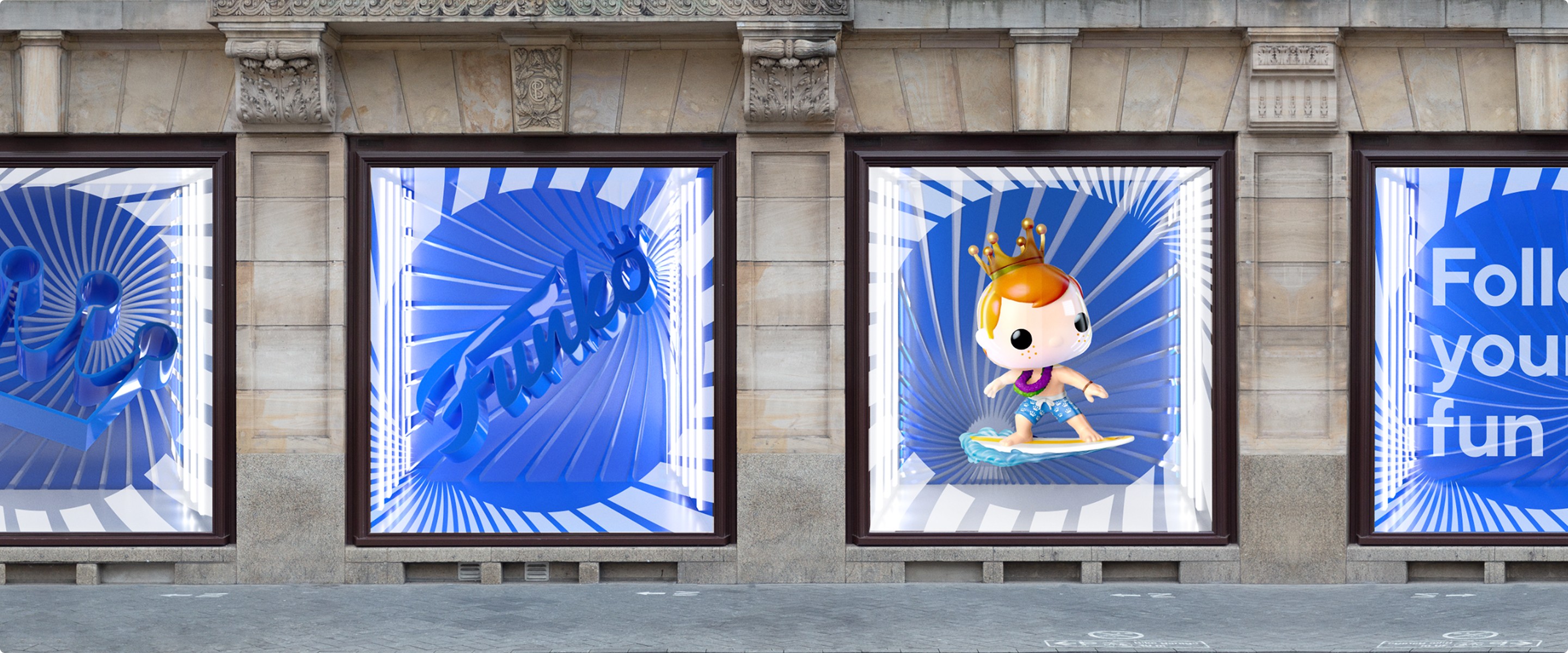Four marketing posters for Funko