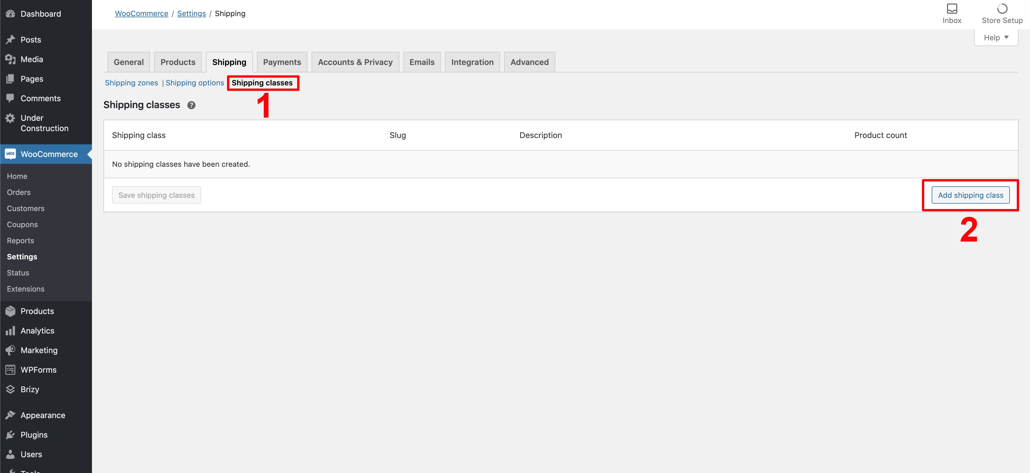 Woocommerce spedizioni: classi di spedizione