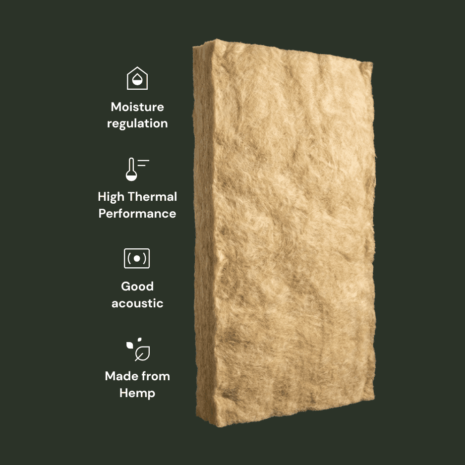 Image of RespiraWool hemp fibre insulation and the benfits it comes with - Graphic design