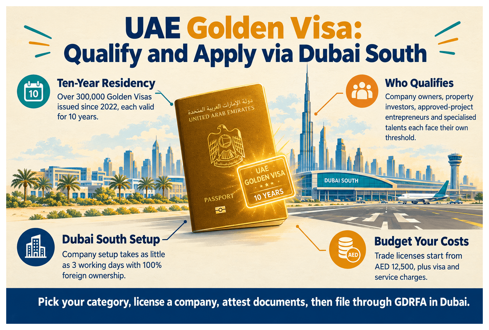 Infographic: UAE Golden Visa: Who Qualifies and How to Apply Through Dubai South