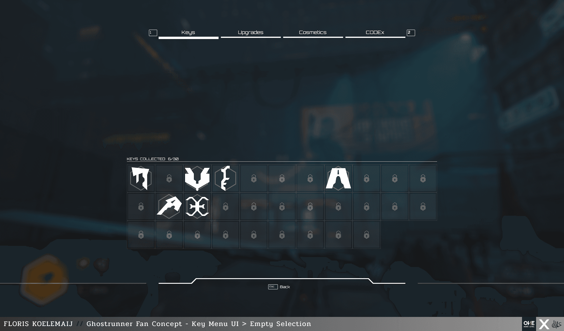 Ghostrunner Fan Concept key menu UI in-game screenshot