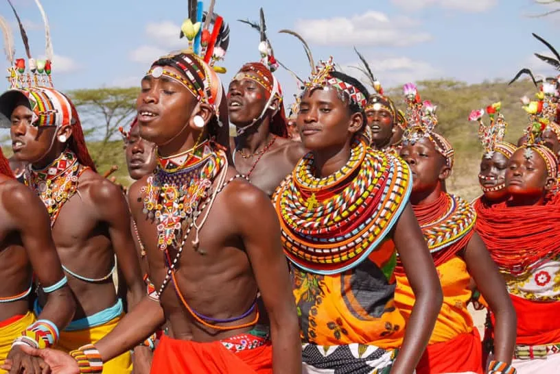 Samburu warriors dancing