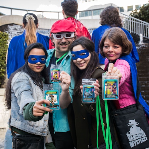 A group of superheroes in downtown Vancouver BC