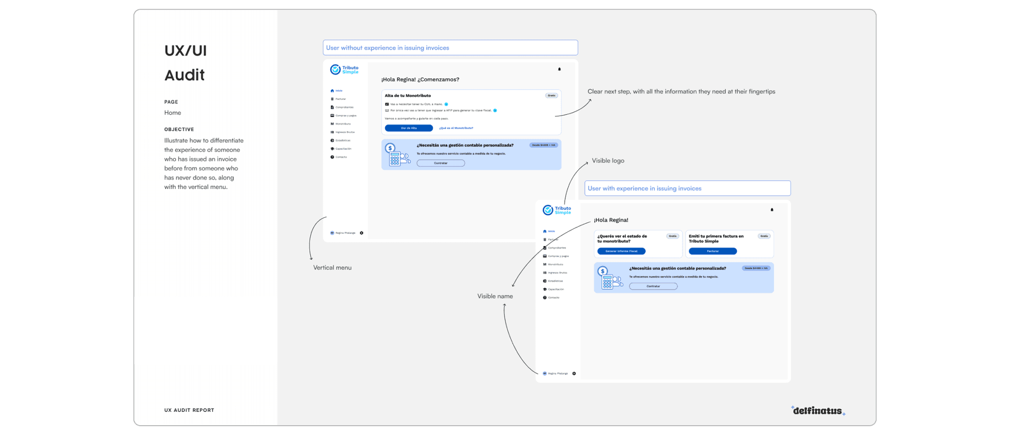 Image of a presentation slide showcasing design examples for improving the screen based on different use cases.