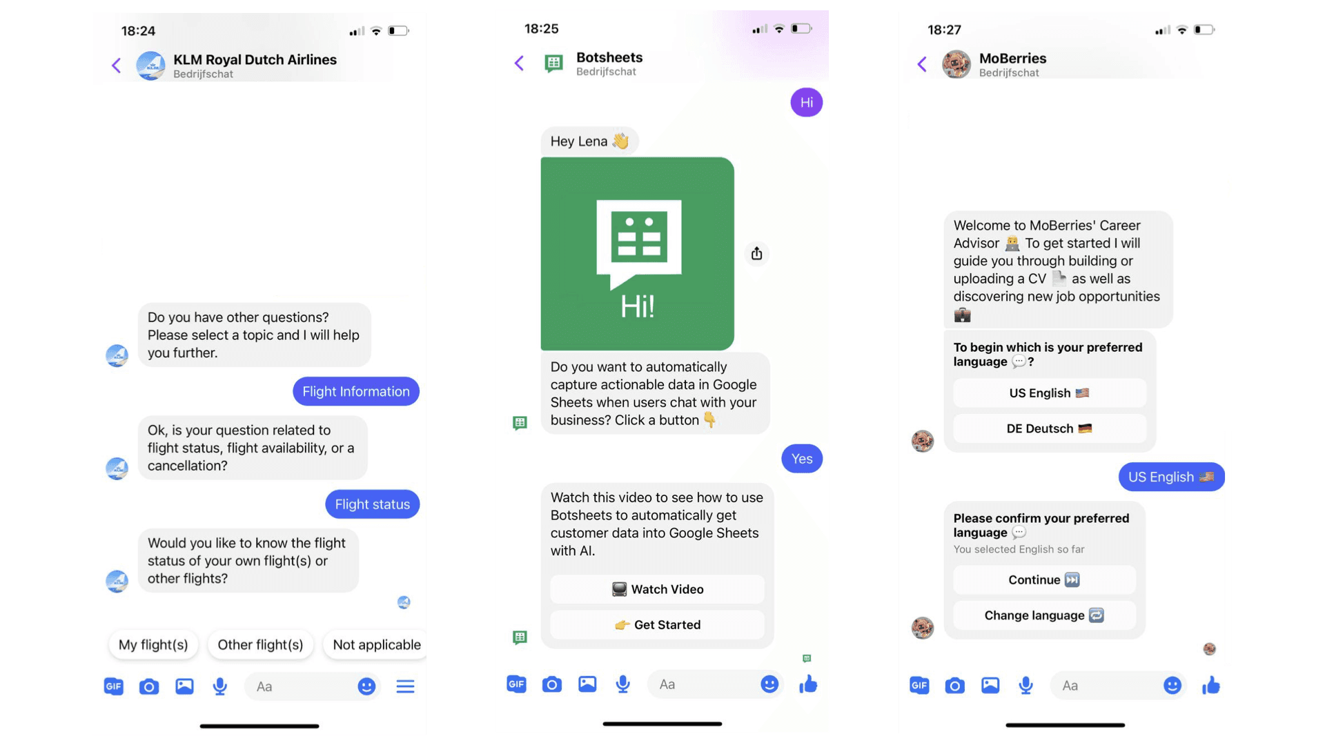 Examples of button-based chatbots