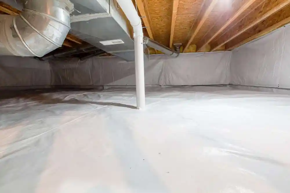 Crawl space encapsulated to prevent moisture and air loss