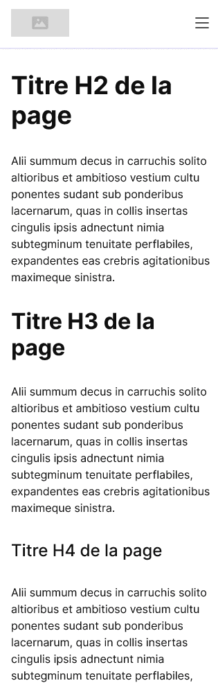 Un template d'interface web mettant en avant des échelles de titres et de textes au sein d'un Design System.