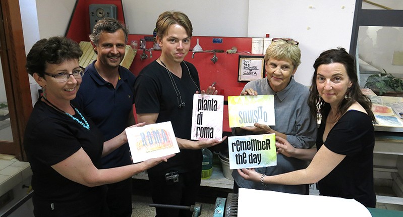 silkscreened type with studentns