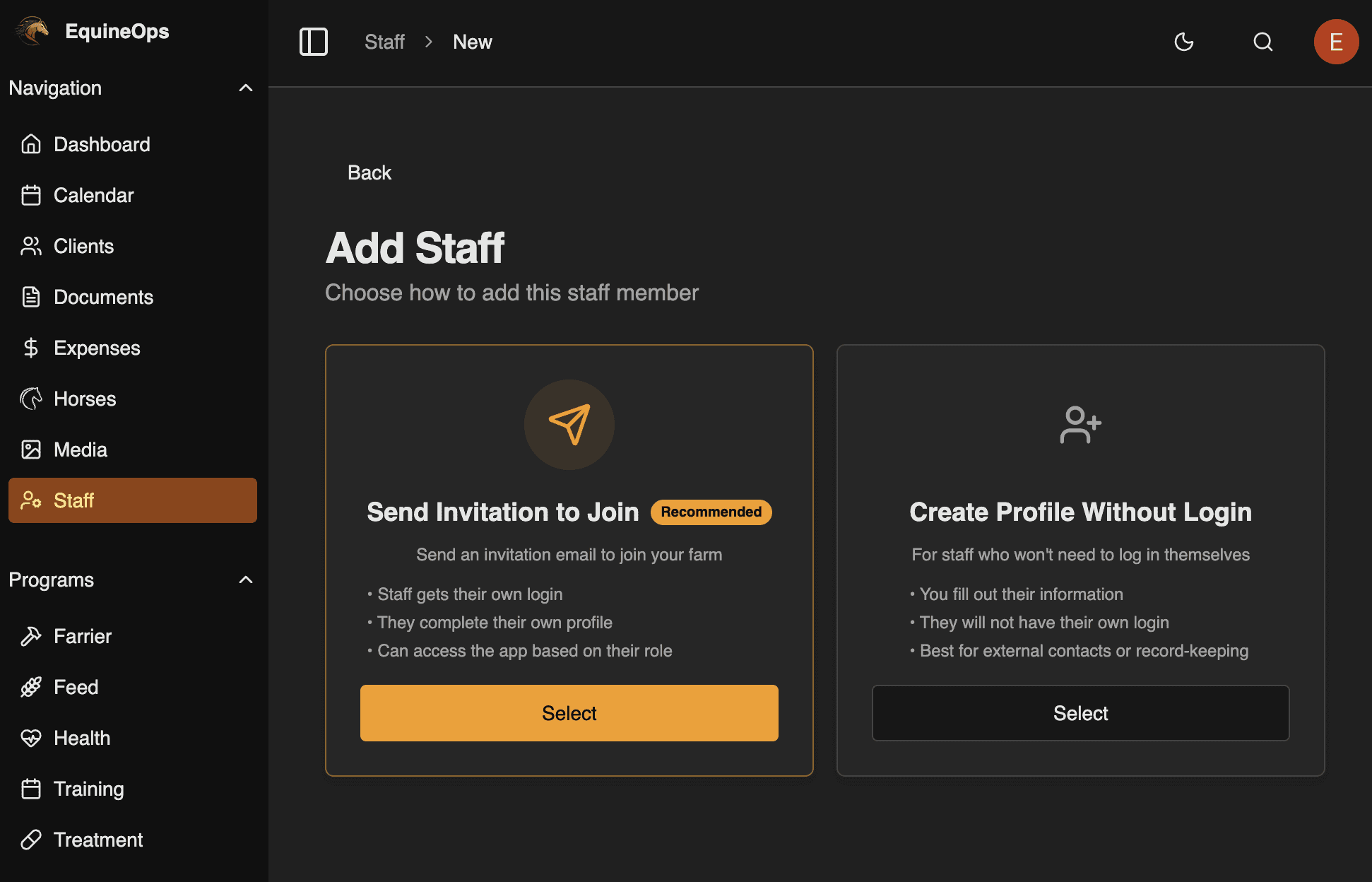 add staff interface