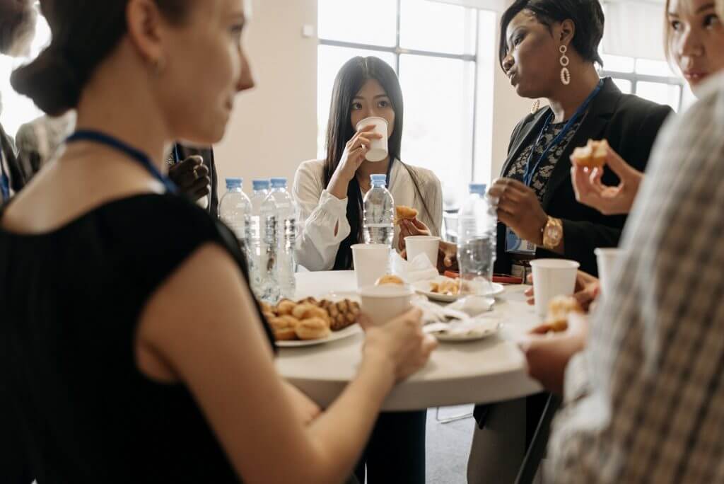 Employees having snacks for energy