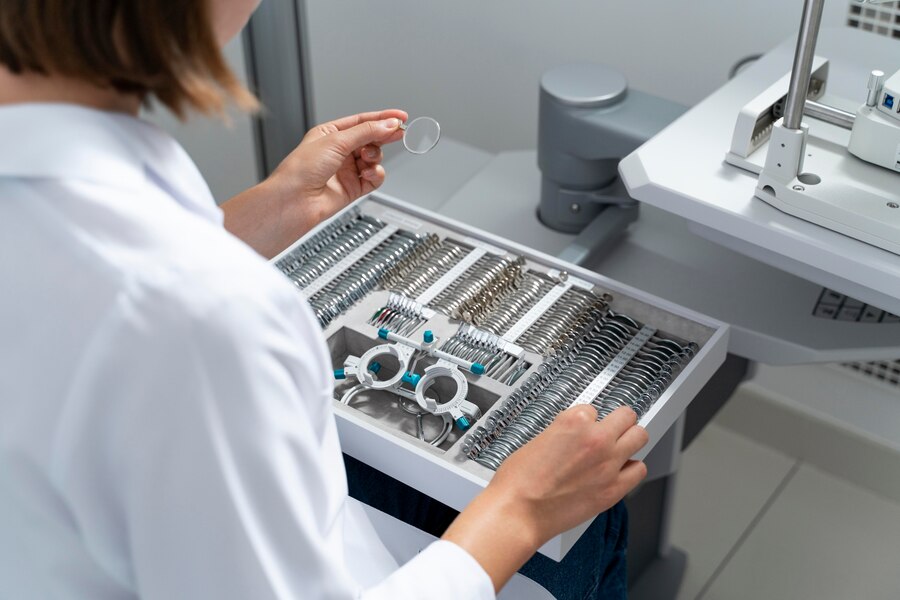 A female doctor working in her clinic.