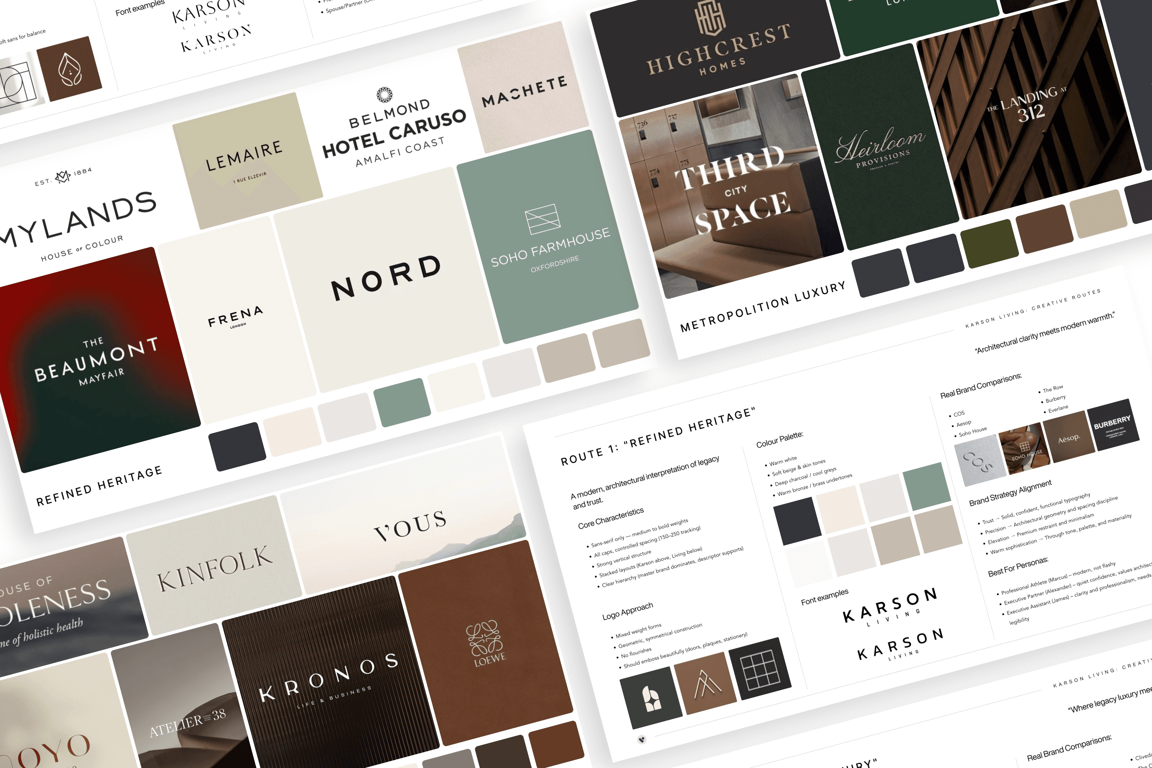 multiple screens of the concept ideas for Karson Living