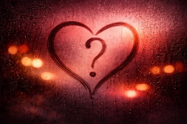 heart with a question mark, symbolizing confusion during Valentine's Day