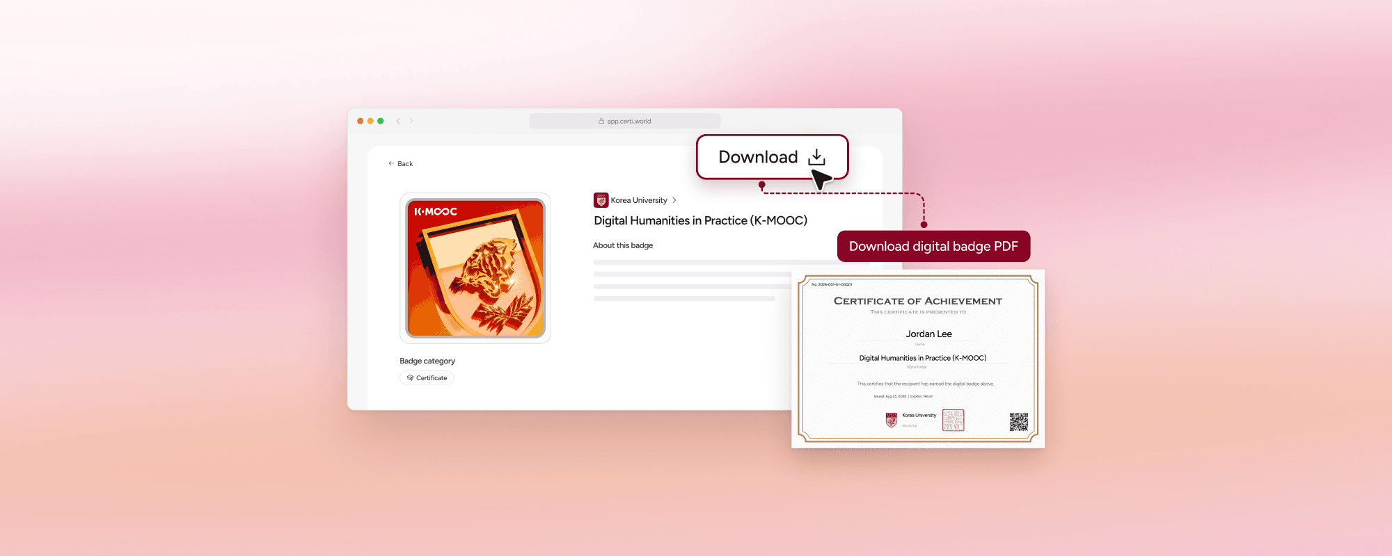 Issue PDF certificates and digital badges together in Certi