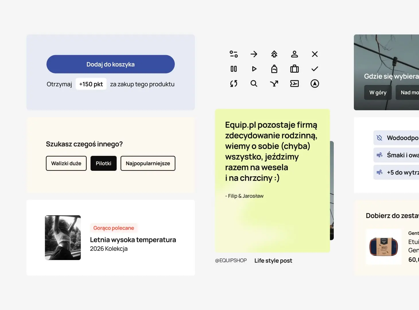 A vertical screenshot of a mobile phone screen displaying a product listing page for backpacks, shoulder bags, and hip bags with pricing and discount information.