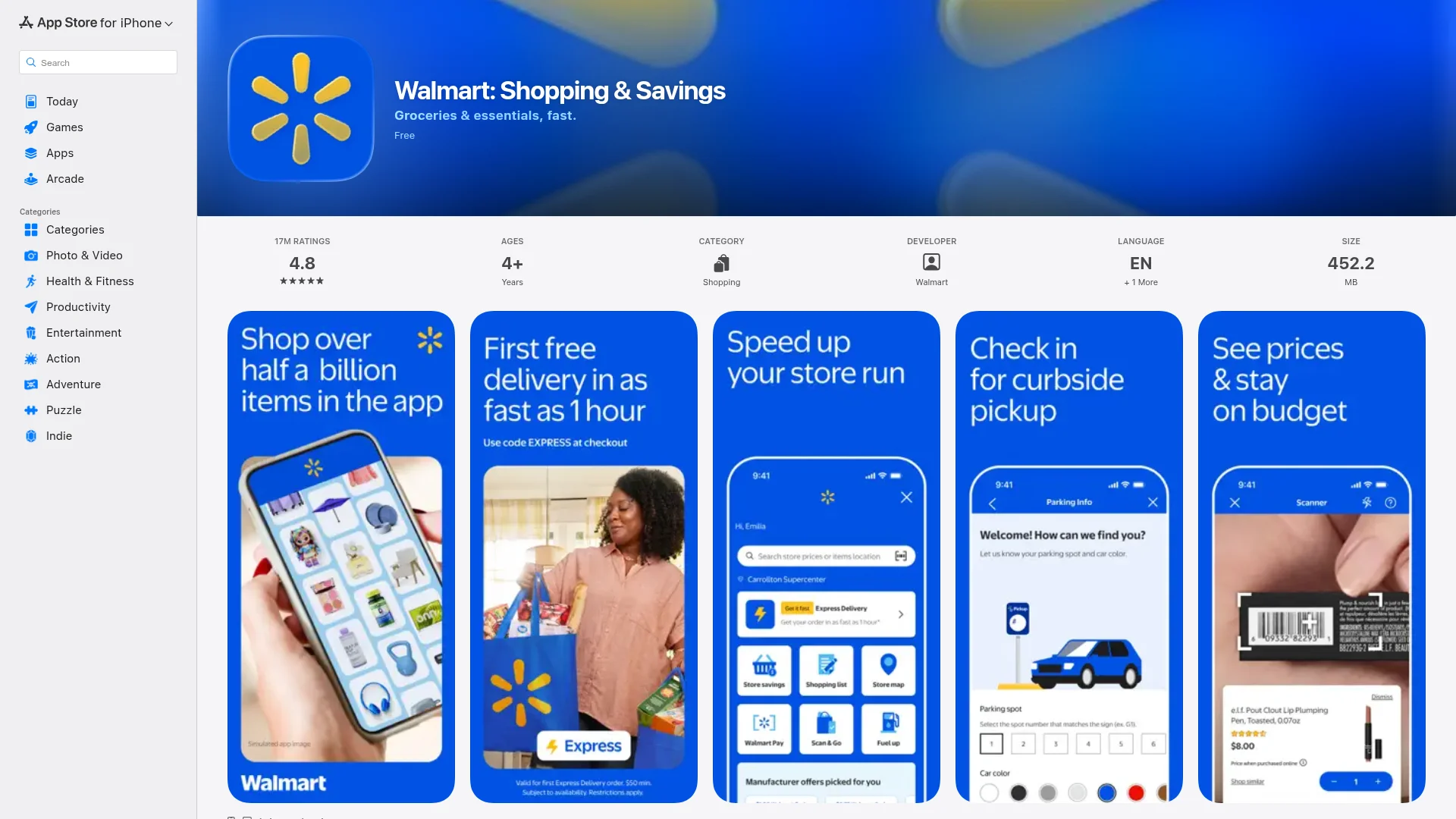 Walmart on the App Store — React Native app example